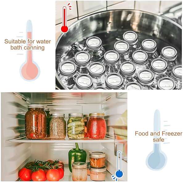 Canning Jar Lids With Rings For Mason Regular Mouth 24Pcs Regular Mouth Kerr Ball Jars Lids With Rings Good Sealing Performance Food Grade Material Kerr Mason Jars For Canning Food Fruits DIY Jam - Image 6