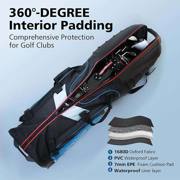 Golf Travel Bags for Airlines with Wheels, Hard Case Top and 1680D Heavy Duty Oxford Protect Golf Clubs, Lightweight and Easy to Maneuver - Image 3