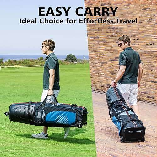 Golf Travel Bags for Airlines with Wheels, Hard Case Top and 1680D Heavy Duty Oxford Protect Golf Clubs, Lightweight and Easy to Maneuver - Image 5