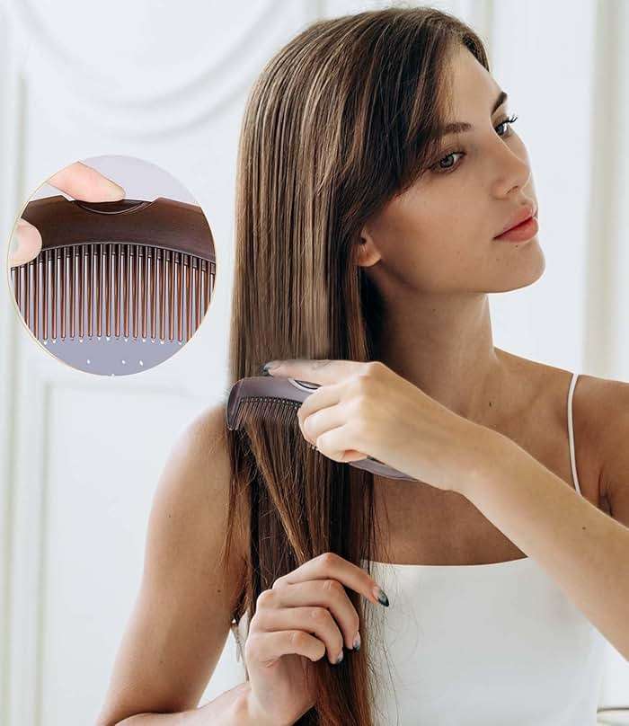 Self-Cleaning Dandruff Comb 2-Pack Set, Hollow Teeth Button-Release Scalp Detox, Fine Tooth 0.5mm & 2mm for Nits Buildup Removal, Women Men Kids, Stainless Steel Ergonomic Anti-Slip Hair Care Tool - Image 2