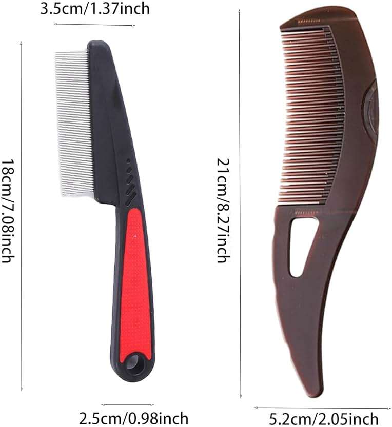 Self-Cleaning Dandruff Comb 2-Pack Set, Hollow Teeth Button-Release Scalp Detox, Fine Tooth 0.5mm & 2mm for Nits Buildup Removal, Women Men Kids, Stainless Steel Ergonomic Anti-Slip Hair Care Tool - Image 6