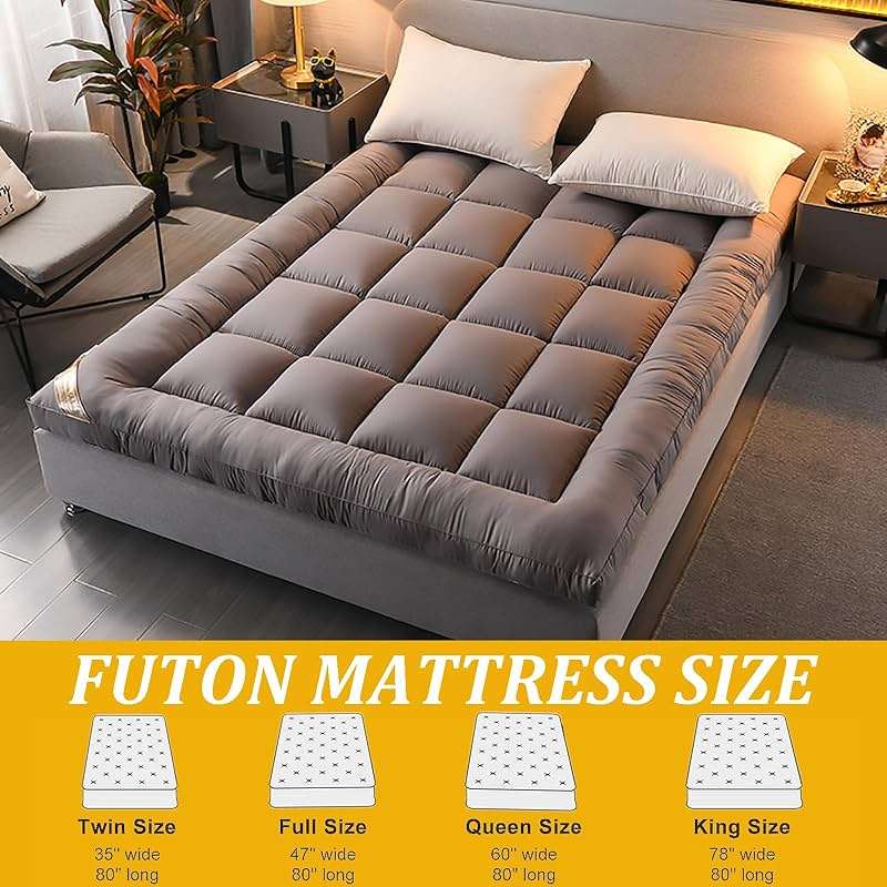 SUZEPER Japanese Floor Mattress Futon Mattress,High Support Foam Foldable Roll Up Shikibuton Tatami Mat 4" Thicken Sleeping Pad for House Guest Camping Travel Couch(King, Gray) - Image 2