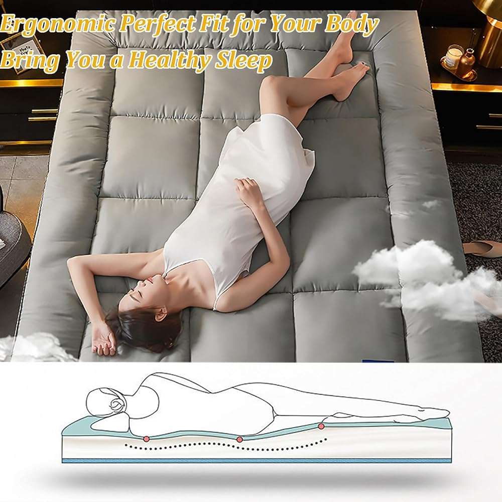 SUZEPER Japanese Floor Mattress Futon Mattress,High Support Foam Foldable Roll Up Shikibuton Tatami Mat 4" Thicken Sleeping Pad for House Guest Camping Travel Couch(King, Gray) - Image 3