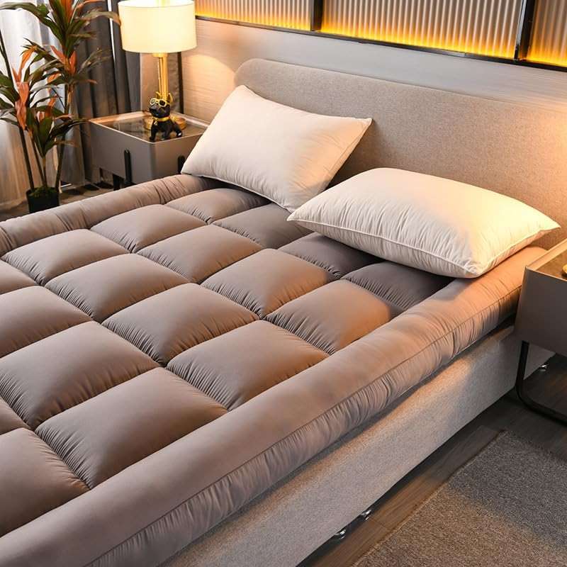 SUZEPER Japanese Floor Mattress Futon Mattress,High Support Foam Foldable Roll Up Shikibuton Tatami Mat 4" Thicken Sleeping Pad for House Guest Camping Travel Couch(King, Gray) - Image 6