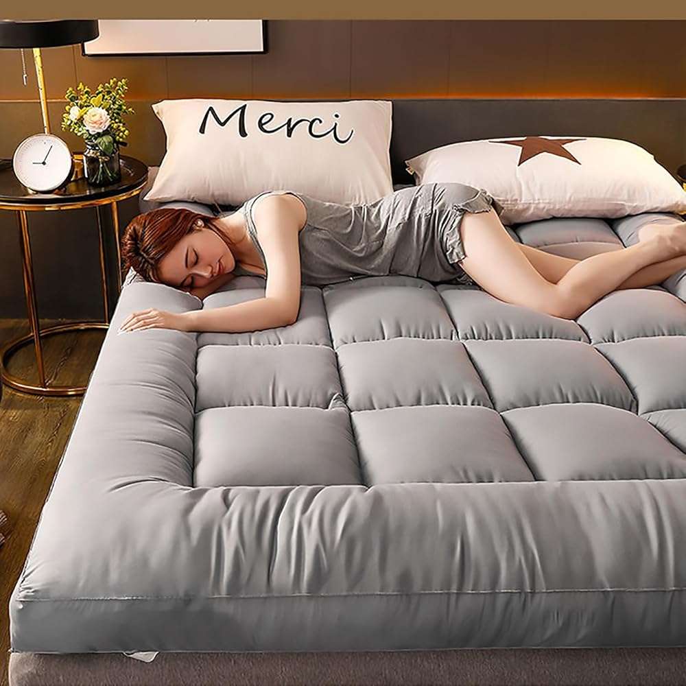 SUZEPER Japanese Floor Mattress Futon Mattress,High Support Foam Foldable Roll Up Shikibuton Tatami Mat 4" Thicken Sleeping Pad for House Guest Camping Travel Couch(King, Gray) - Image 8