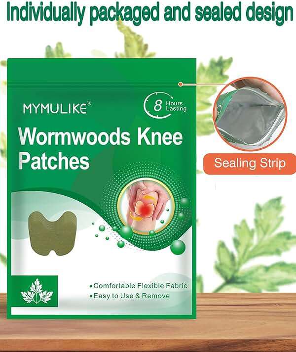 MYMULIKE Knee Patches, 100 Count Warming Herbal Plaster Knee Patches, Wormwood Extract Sticker 8 Hours Lasting Soothing Joint Discomfort for Knee, Back, Neck, Shoulder - Image 4