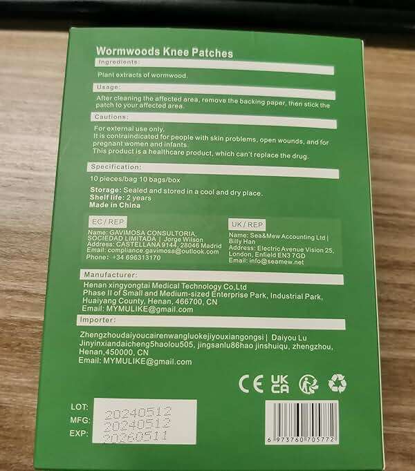 MYMULIKE Knee Patches, 100 Count Warming Herbal Plaster Knee Patches, Wormwood Extract Sticker 8 Hours Lasting Soothing Joint Discomfort for Knee, Back, Neck, Shoulder - Image 10