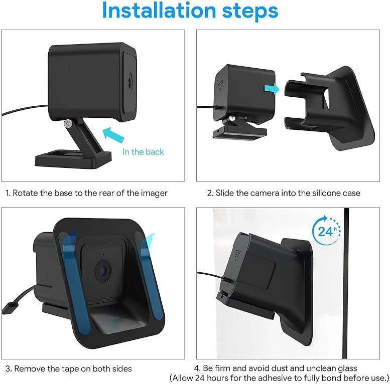SURVADV Window Mount for Wyze Cam V4/V3/V3 Pro, 20 Degree Tilt(Up/Down/Left/Right), No Screws, Self-Adhesive, Wyze Window Mount Easy Installation for Indoor/Outdoor Glass Monitoring, Black - Image 3