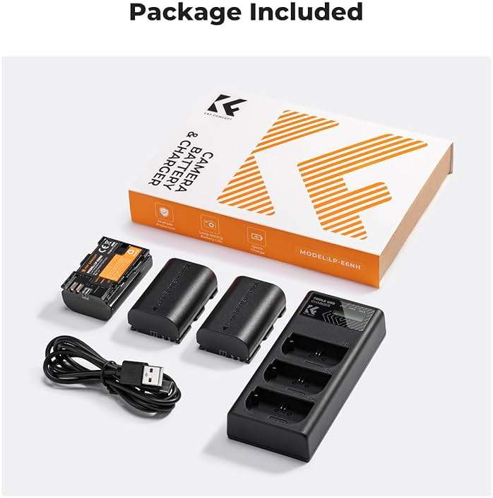 K&F CONCEPT 3-Pack LP-E6NH Battery and Triple Slot Charger Compatible with Canon EOS R7, R6, R5, R, 6D Mark II, 5D Mark IV, 5D Mark III, 5DS, 5DS R, 5D Mark II, 80D, 90D, 6D, 7D, 7D Mark II, 2250mAh - Image 7