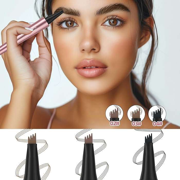 Magic Eyebrow Pencil, Waterproof Microblading Eyebrow Pen for Women with 4 Fork Tip for Natural-Looking Hair-Like Defined Brows Effortlessly (Dark Brown) - Image 2