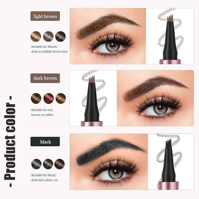 Magic Eyebrow Pencil, Waterproof Microblading Eyebrow Pen for Women with 4 Fork Tip for Natural-Looking Hair-Like Defined Brows Effortlessly (Dark Brown) - Image 3