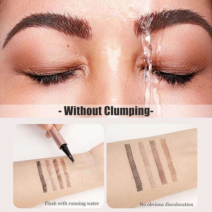 Magic Eyebrow Pencil, Waterproof Microblading Eyebrow Pen for Women with 4 Fork Tip for Natural-Looking Hair-Like Defined Brows Effortlessly (Dark Brown) - Image 5
