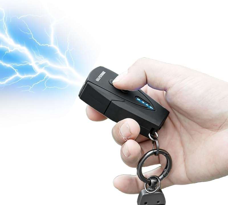 Selfstrike Mini Stun Gun with LED Flashlight and Wrist Strap – Unique Key Chain Design – Using Anti Slip Materials can Better and Faster aim with Charging Cable,mini Screwdriver and User Manual - Image 4