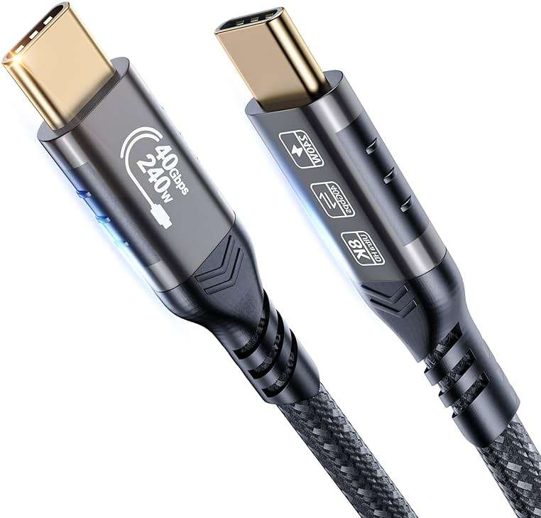 USB 4 Cable 3.3 ft, Supports 8K HD Display, 40 Gbps Data Transfer, 240W Charging USB C to USB C Cable, Compatible with Thunderbolt 4/3, Type-C Laptop, Hub, Docking, and More - Image 1