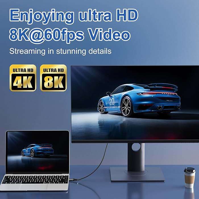 USB 4 Cable 3.3 ft, Supports 8K HD Display, 40 Gbps Data Transfer, 240W Charging USB C to USB C Cable, Compatible with Thunderbolt 4/3, Type-C Laptop, Hub, Docking, and More - Image 5