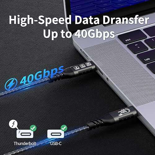 USB 4 Cable 3.3 ft, Supports 8K HD Display, 40 Gbps Data Transfer, 240W Charging USB C to USB C Cable, Compatible with Thunderbolt 4/3, Type-C Laptop, Hub, Docking, and More - Image 6