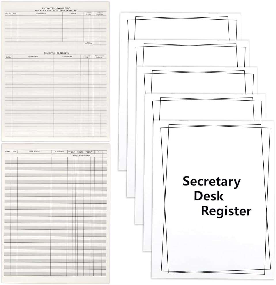 5 Pieces Checkbook Transaction Register 6.4 * 8.25inch Secretary Deskbook Check Register Check Desk Registers Executive Business Deskbook for Office - Image 1