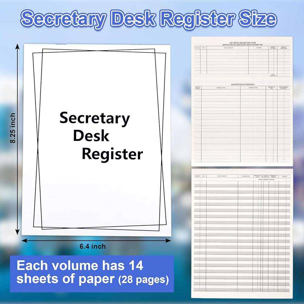 5 Pieces Checkbook Transaction Register 6.4 * 8.25inch Secretary Deskbook Check Register Check Desk Registers Executive Business Deskbook for Office - Image 3
