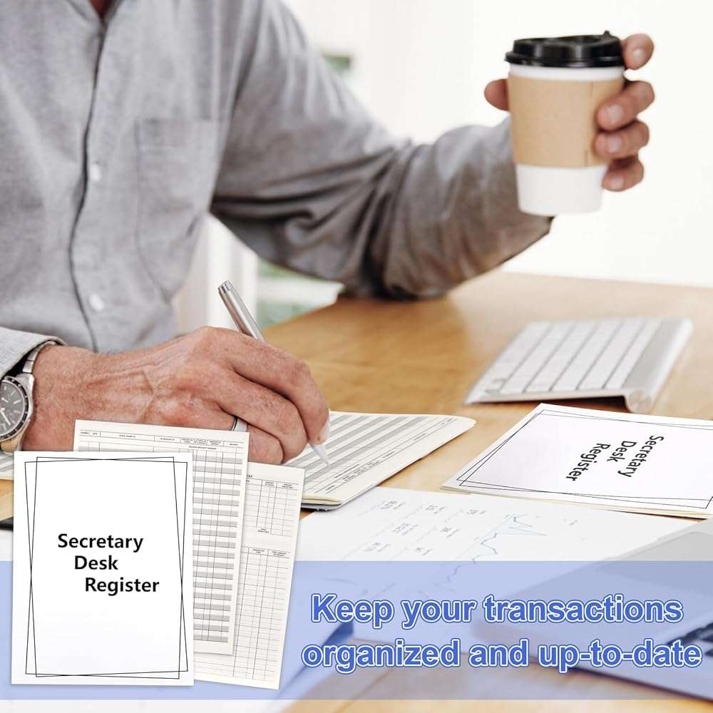 5 Pieces Checkbook Transaction Register 6.4 * 8.25inch Secretary Deskbook Check Register Check Desk Registers Executive Business Deskbook for Office - Image 5