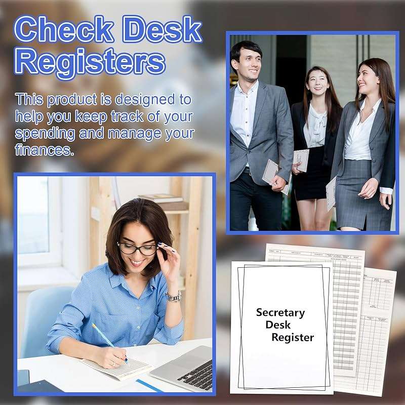 5 Pieces Checkbook Transaction Register 6.4 * 8.25inch Secretary Deskbook Check Register Check Desk Registers Executive Business Deskbook for Office - Image 6