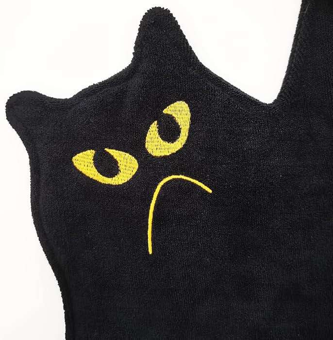GKIOYRO Cute Hand Towels - Funny Super Absorbent Dish Towels, Decorative Cat Shaped Towels for Bathroom, Kitchen, Living Room, Party - Black Cotton - Image 6