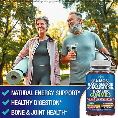NEW AGE Sea Moss Gummies, Sea Moss, Black Seed, Ashwagandha, Turmeric, Manuka Honey, ACV, Dandelion, Black Pepper, Burdock, Bladderwrack, Vegan - 120 Count - Image 4