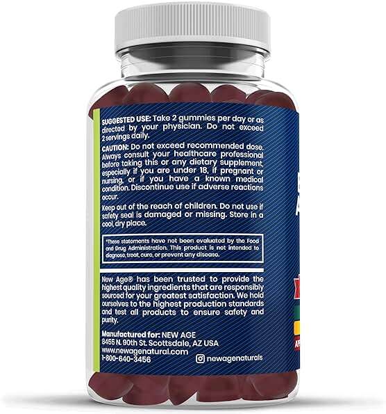 NEW AGE Sea Moss Gummies, Sea Moss, Black Seed, Ashwagandha, Turmeric, Manuka Honey, ACV, Dandelion, Black Pepper, Burdock, Bladderwrack, Vegan - 120 Count - Image 6