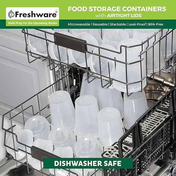 Freshware Food Storage Containers [50 Set] 8 oz Plastic Deli Containers with Lids, Slime, Soup, Meal Prep Containers, BPA Free, Stackable, Leakproof, Microwave, Dishwasher and Freezer Safe - Image 6