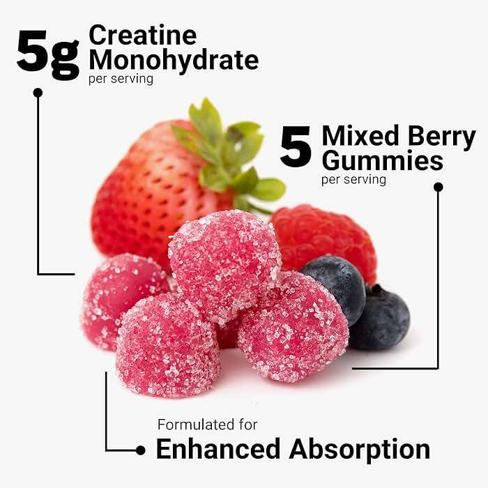 Force Factor Creatine Monohydrate Gummies, NSF Certified, 5g Dose for Men & Women to Support Muscle, Strength, Recovery, Cognitive Health & Memory, Mixed Berry, 150 Gummies - Image 3