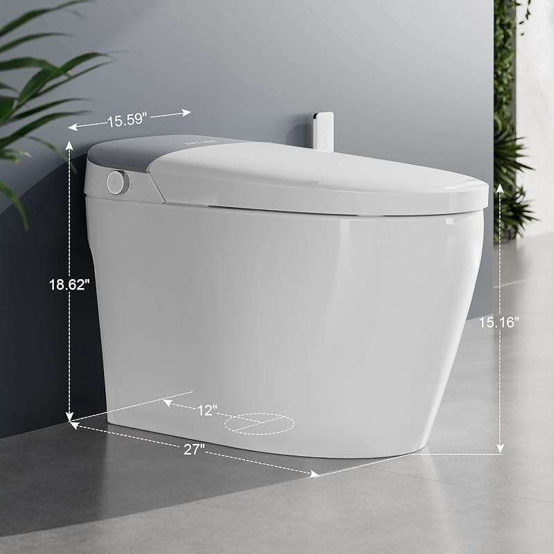 HAWKROWN Smart Toilet, Bidet Toilet with Pump Assisted,Auto Dual Flush, Foam Shield, Foot Sensor Operation, 12-Inch Rough-In, Heated Bidet Seat, Warm Water & Dryer LED Display & Night Light (ST-A01) - Image 2