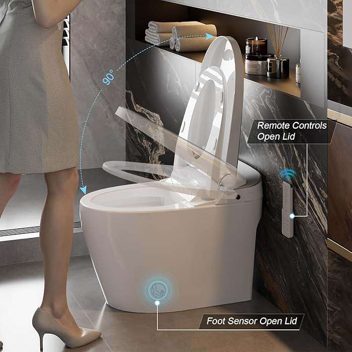 HAWKROWN Smart Toilet, Bidet Toilet with Pump Assisted,Auto Dual Flush, Foam Shield, Foot Sensor Operation, 12-Inch Rough-In, Heated Bidet Seat, Warm Water & Dryer LED Display & Night Light (ST-A01) - Image 4