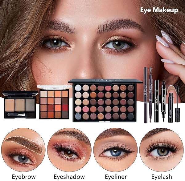All in One Makeup Kit for Women Full Kit, Make Up Gift Set for Women, Makeup Essential Bundle Includes Foundation Face Primer Eyeshadow Contour Palette Lipstick Eyeliner Mascara Cosmetic Brush Set - Image 4