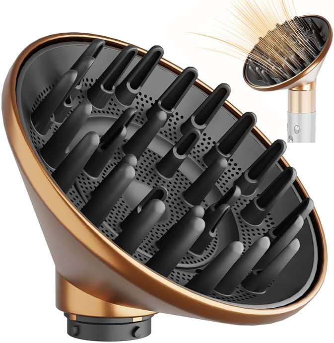 YTCHYYSK Large Diffuser Attachment Compatible with Dyson Airwrap, Upgraded Bigger Diffuser Nozzle to Dryer Faster and Define Curls Hair, Gold - Image 1