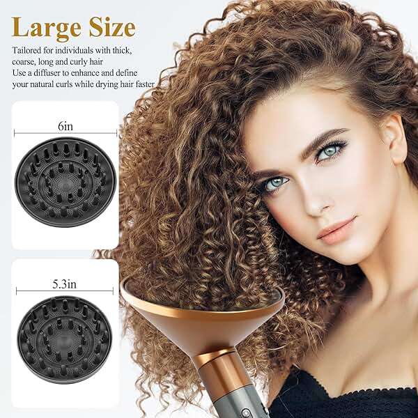 YTCHYYSK Large Diffuser Attachment Compatible with Dyson Airwrap, Upgraded Bigger Diffuser Nozzle to Dryer Faster and Define Curls Hair, Gold - Image 2