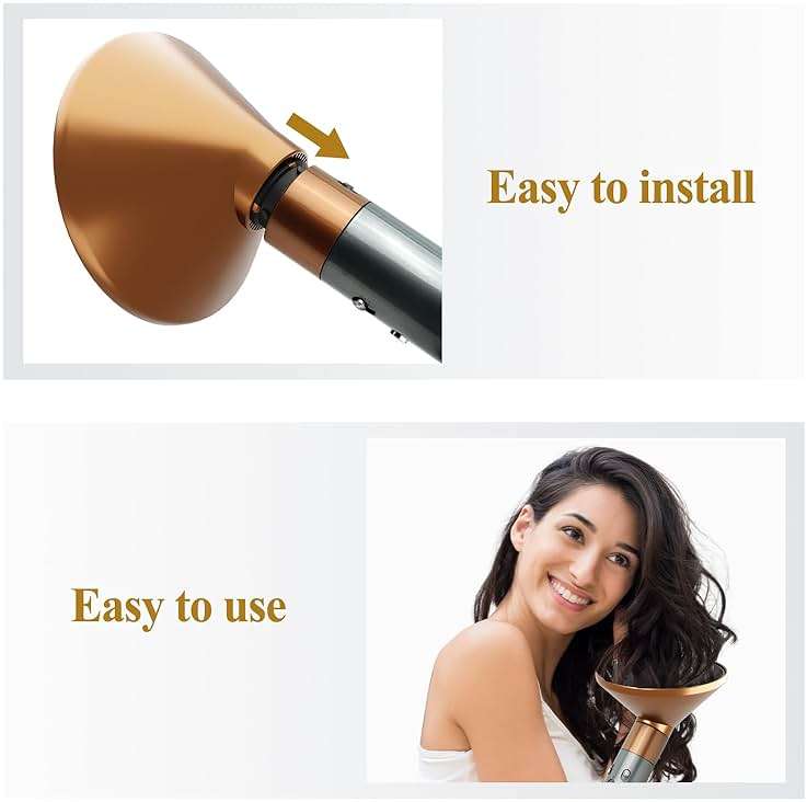 YTCHYYSK Large Diffuser Attachment Compatible with Dyson Airwrap, Upgraded Bigger Diffuser Nozzle to Dryer Faster and Define Curls Hair, Gold - Image 5