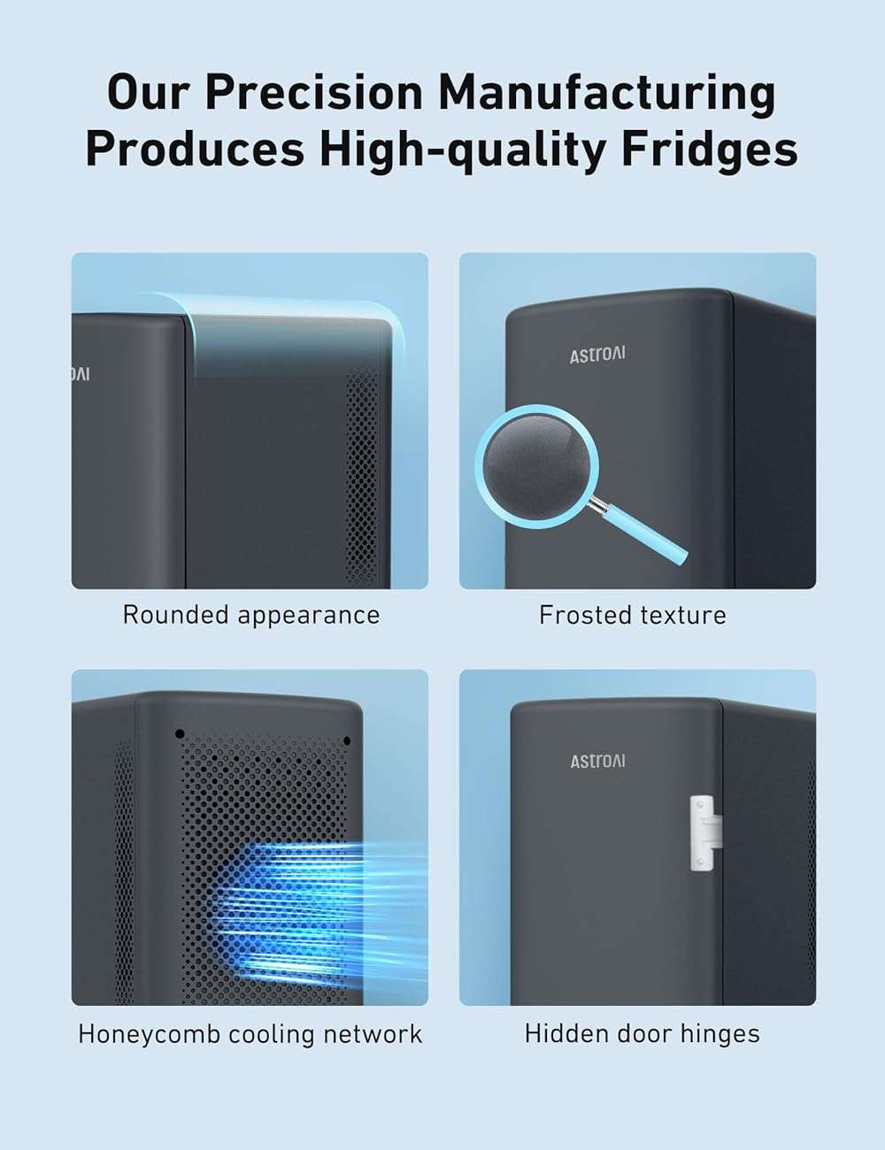 AstroAI Mini Fridge 2.0 Gen, 6 Liter/8 Cans Small Refrigerator Makeup Skincare Fridge 110V AC/12V DC Portable Thermoelectric Cooler and Warmer Fridge for Bedroom, Present for Dad (Dark Grey) - Image 5