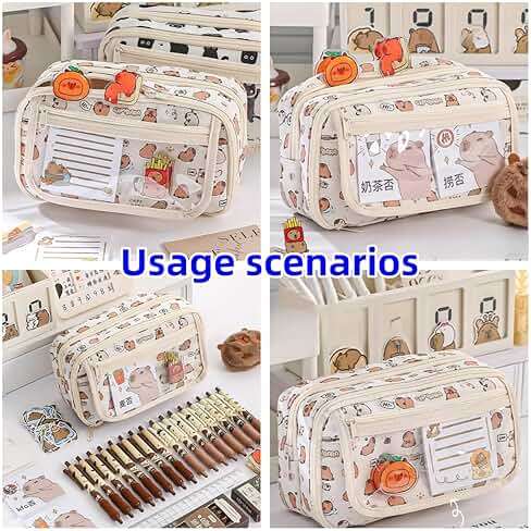 VTYFRY Cute Kawaii Pencil Case Pouch Cartoon Pen Box Holder Organizer for Office Workspace Supplies Desk Accessories Travel Essentials Aesthetic Trendy Cool Stuff Gift Large Capacity (White Kapibala) - Image 5