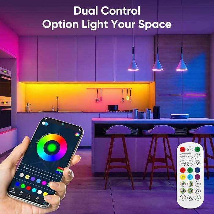 ERBTY Led Lights for Bedroom, IC+RGB 65.6FT Strip Lights, 24Key Remote with App Control, Music Sync Color Changing for Room Decor Party - Image 3