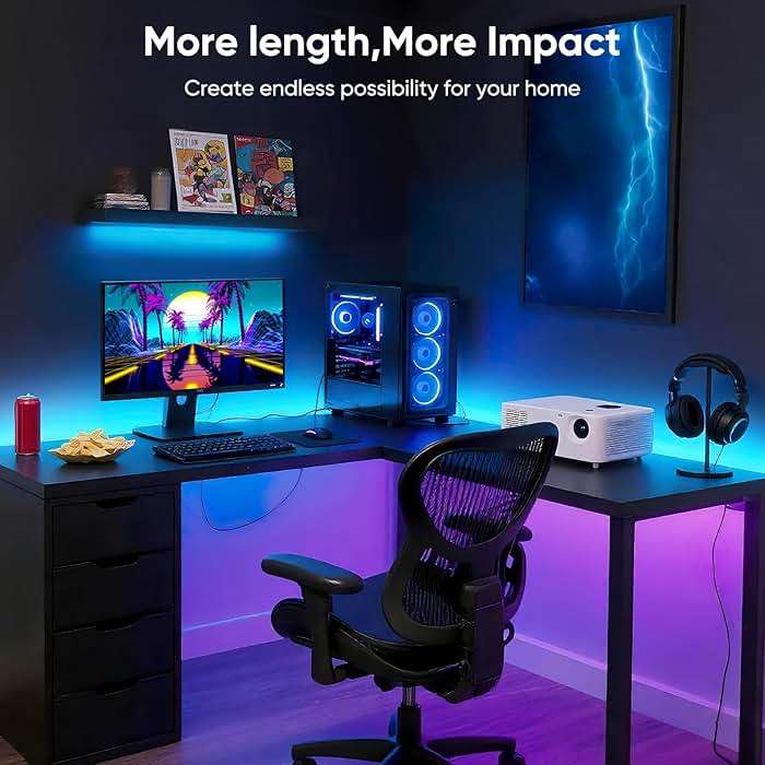 ERBTY Led Lights for Bedroom, IC+RGB 65.6FT Strip Lights, 24Key Remote with App Control, Music Sync Color Changing for Room Decor Party - Image 4