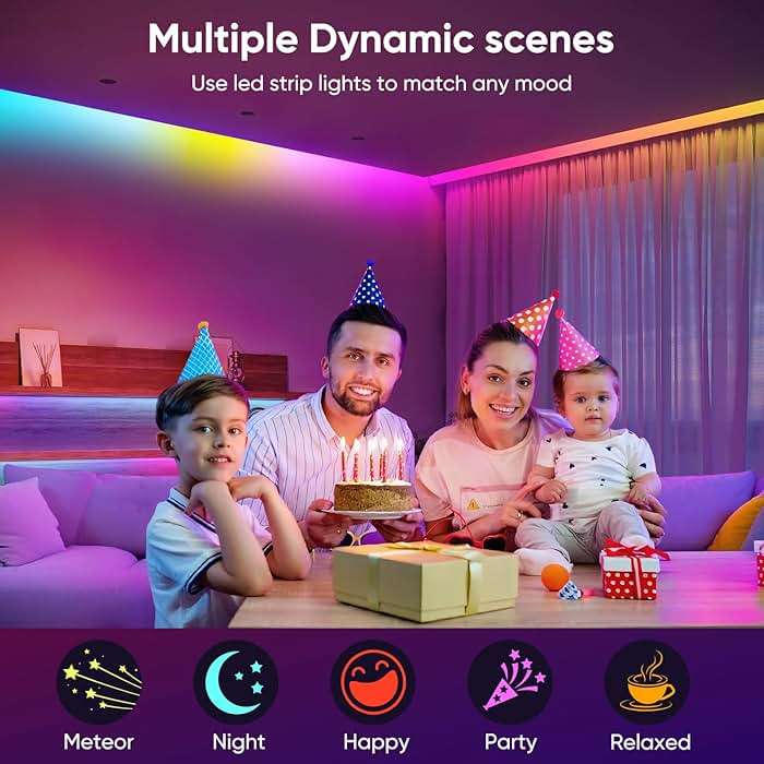 ERBTY Led Lights for Bedroom, IC+RGB 65.6FT Strip Lights, 24Key Remote with App Control, Music Sync Color Changing for Room Decor Party - Image 5
