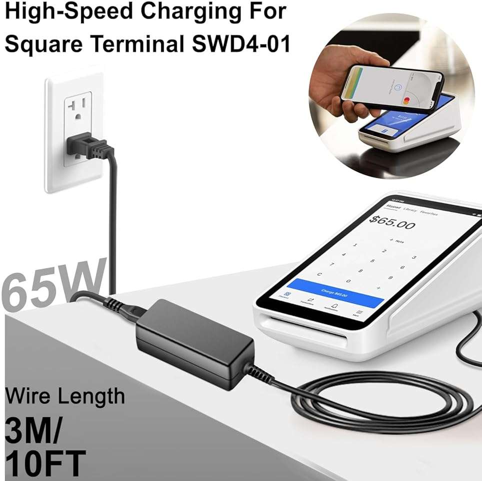 HKY 65W USB Type C Charger for Goal Zero Sherpa 100AC,Nintendo Switch 2,Square Terminal SWD4-01 SPD2-01 SPD2-01-A A-SKU-0584-A5 Contactless Magstripe Chip Reader,Peloton Bike+ Plus PL-02 Power Adapter - Image 2