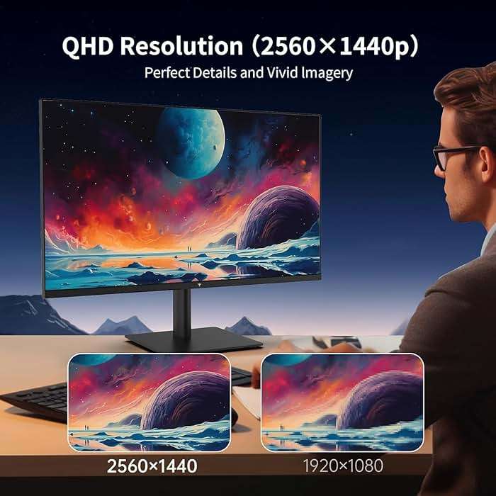 KTC 27 Inch QHD Computer Monitor - 144Hz Gaming PC Monitor 2K, 4000:1 Contrast, 129% sRGB, Adaptive Sync, HDMI DP, Anti-Blue Light, 3-Side Frameless, for Casual Games and Work, VESA Mount H27T27S - Image 2