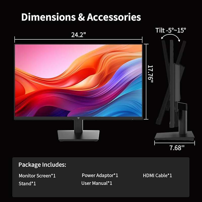 KTC 27 Inch QHD Computer Monitor - 144Hz Gaming PC Monitor 2K, 4000:1 Contrast, 129% sRGB, Adaptive Sync, HDMI DP, Anti-Blue Light, 3-Side Frameless, for Casual Games and Work, VESA Mount H27T27S - Image 8