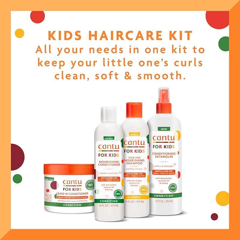 Cantu Care for Kids Haircare Regimen Set with Large Size Shampoo + Conditioner + Detangler + Leave-In Conditioner (Pack of 4) - Image 2