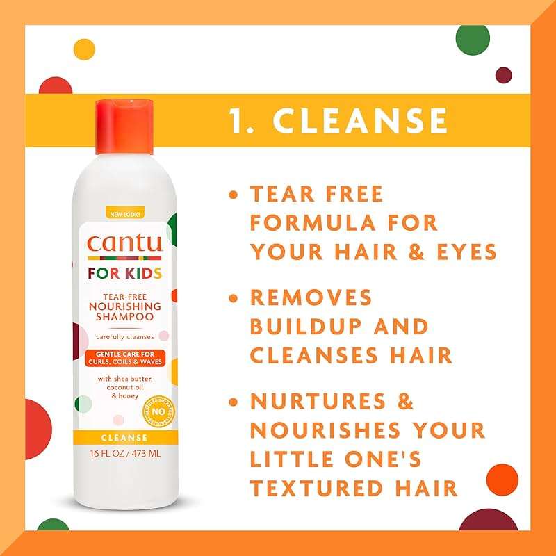 Cantu Care for Kids Haircare Regimen Set with Large Size Shampoo + Conditioner + Detangler + Leave-In Conditioner (Pack of 4) - Image 3