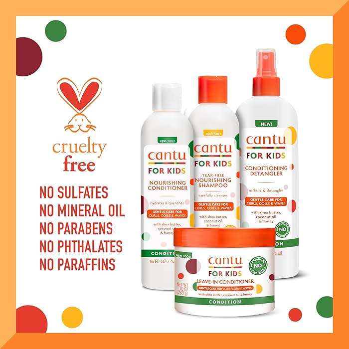 Cantu Care for Kids Haircare Regimen Set with Large Size Shampoo + Conditioner + Detangler + Leave-In Conditioner (Pack of 4) - Image 7