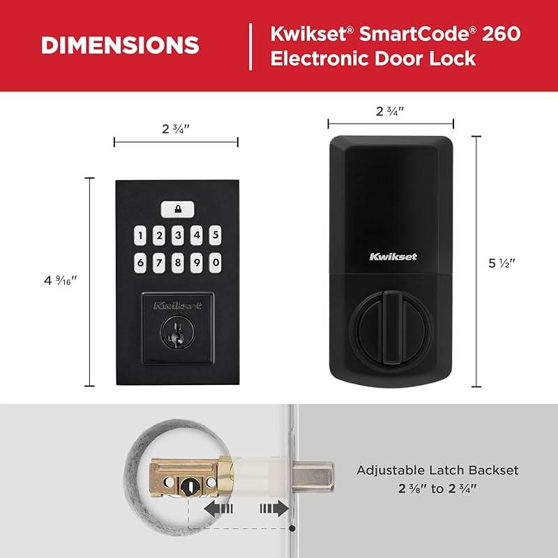 Kwikset SmartCode 260 Keyless Entry Electronic Keypad Deadbolt Door Lock with Auto-Lock, Custom User Codes, Advanced Security in Matte Black Contemporary - Image 2