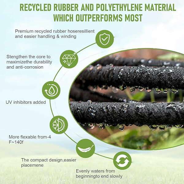 1/4 Inch Soaker Hose for Garden 100ft Soaker Irrigation Drip Hose System, Heavy Duty Drip Irrigation Tubing with Hose Connector Accessories for Watering Garden Beds Vegetable Lawn and Yard (100ft) - Image 4
