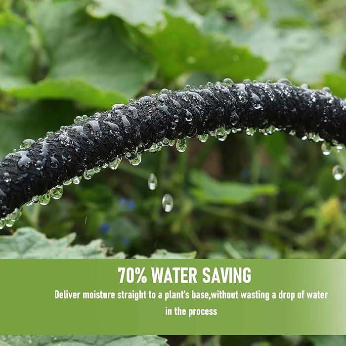 1/4 Inch Soaker Hose for Garden 100ft Soaker Irrigation Drip Hose System, Heavy Duty Drip Irrigation Tubing with Hose Connector Accessories for Watering Garden Beds Vegetable Lawn and Yard (100ft) - Image 7