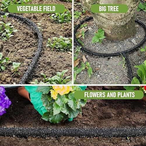 1/4 Inch Soaker Hose for Garden 100ft Soaker Irrigation Drip Hose System, Heavy Duty Drip Irrigation Tubing with Hose Connector Accessories for Watering Garden Beds Vegetable Lawn and Yard (100ft) - Image 8